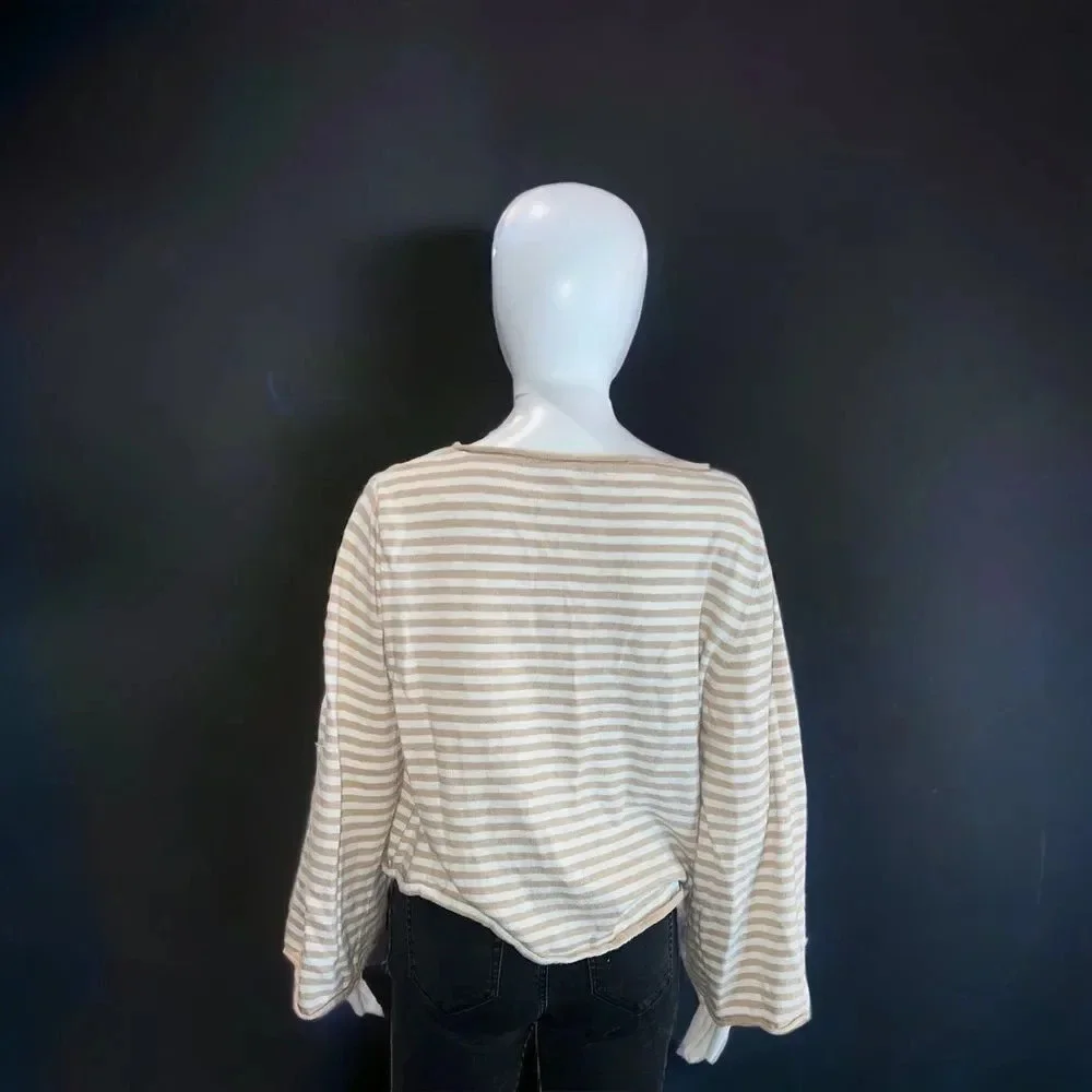 J. Crew Striped,‎ Tie Front, Boatneck Sweater / Shirt